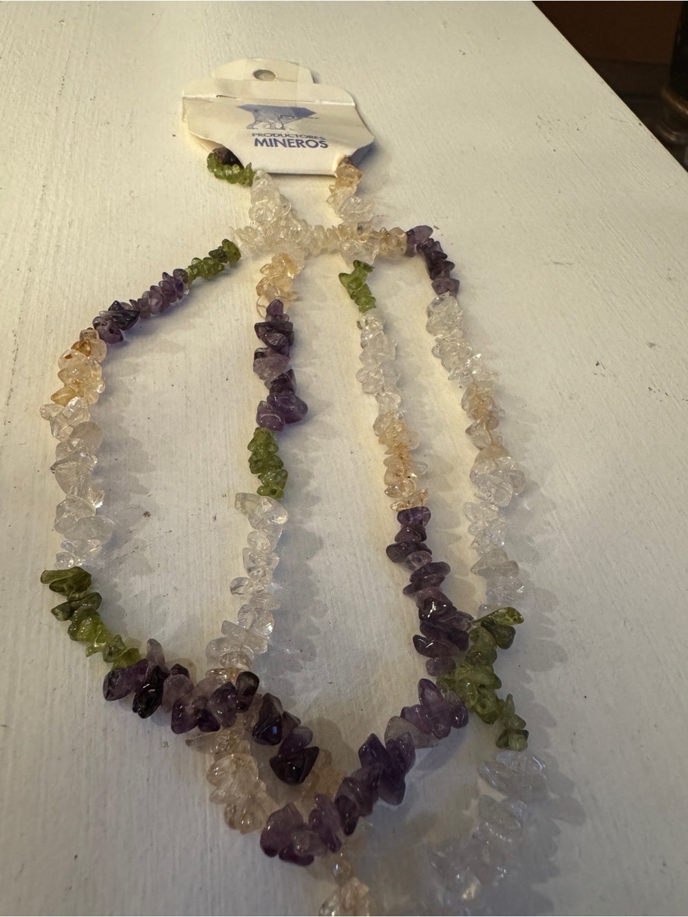 Productoremineros Semi Precious Gem Necklace 24” Quartz Amethyst Peridot Citrine